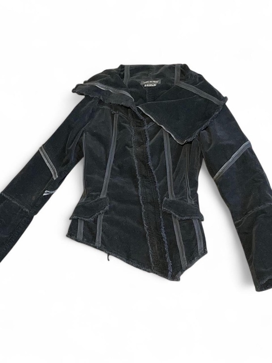 Isabel de Pedro Jackets & Blazers - VTG Rare Isabel de Pedro Black Asymmetrical Panel Velvet Jacket